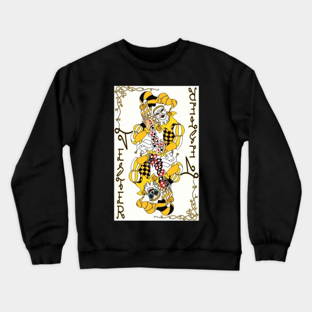 Jester Card Black Mask Crewneck Sweatshirt by Vector-Market